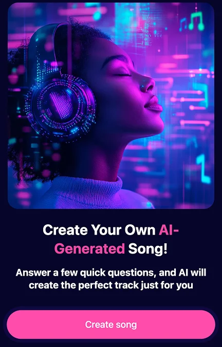 AIR Music quiz screen: Create Your Own AI-Generated Song!