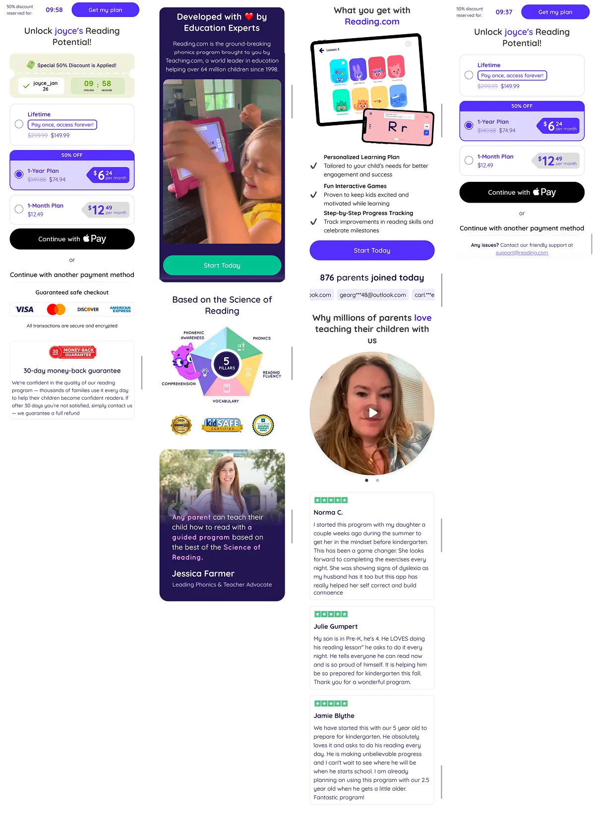 Reading.com web paywall and checkout