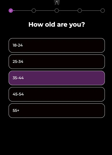 Quiz screen: How old are you?