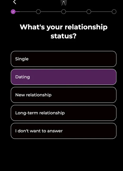 Quiz screen: What's your relationship status?