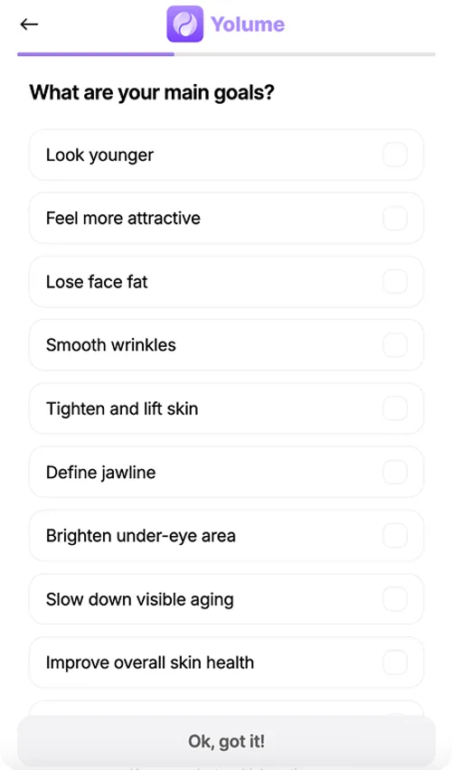 Yolume web2app funnel — screen 3
