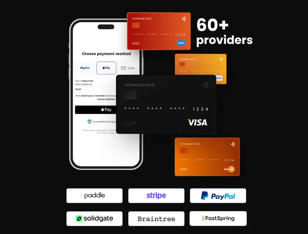 Checkout with 60+ payment providers