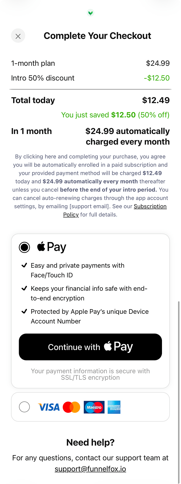 Custom checkout